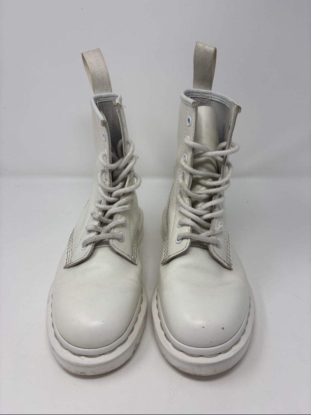 Dr. Martens | White Lace-Up Platform Combat Boots 5 docs - Picture 2 of 11